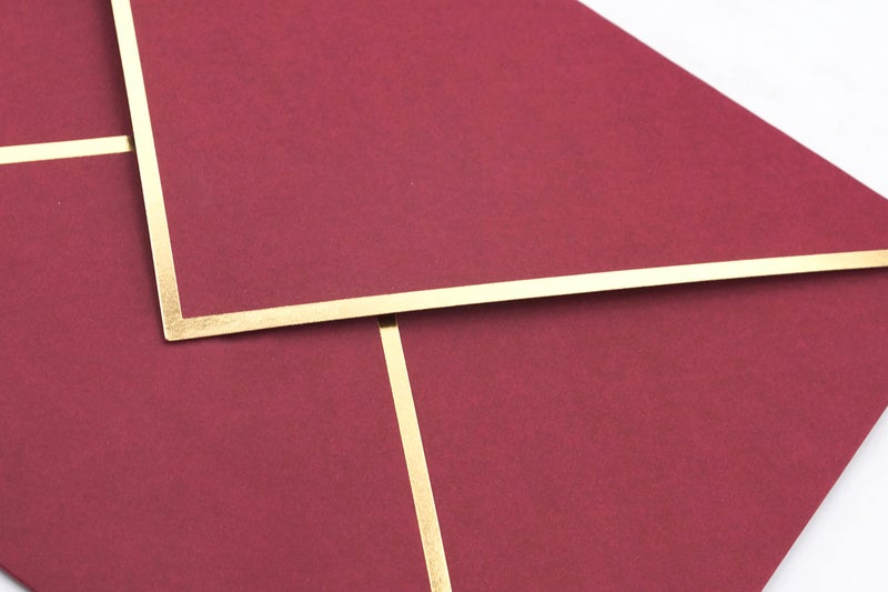 CHRIZ.Z A7 Envelopes - 25-Pack V Flap Foil Border Luxury Mailing Envelopes for 5"" x 7"" Cards - for Wedding, Invitations, Baby Shower, Graduation, Birthday, Bridal Shower, Christmas - 5.25"" x 7.25"" (Burgundy) - Image 5